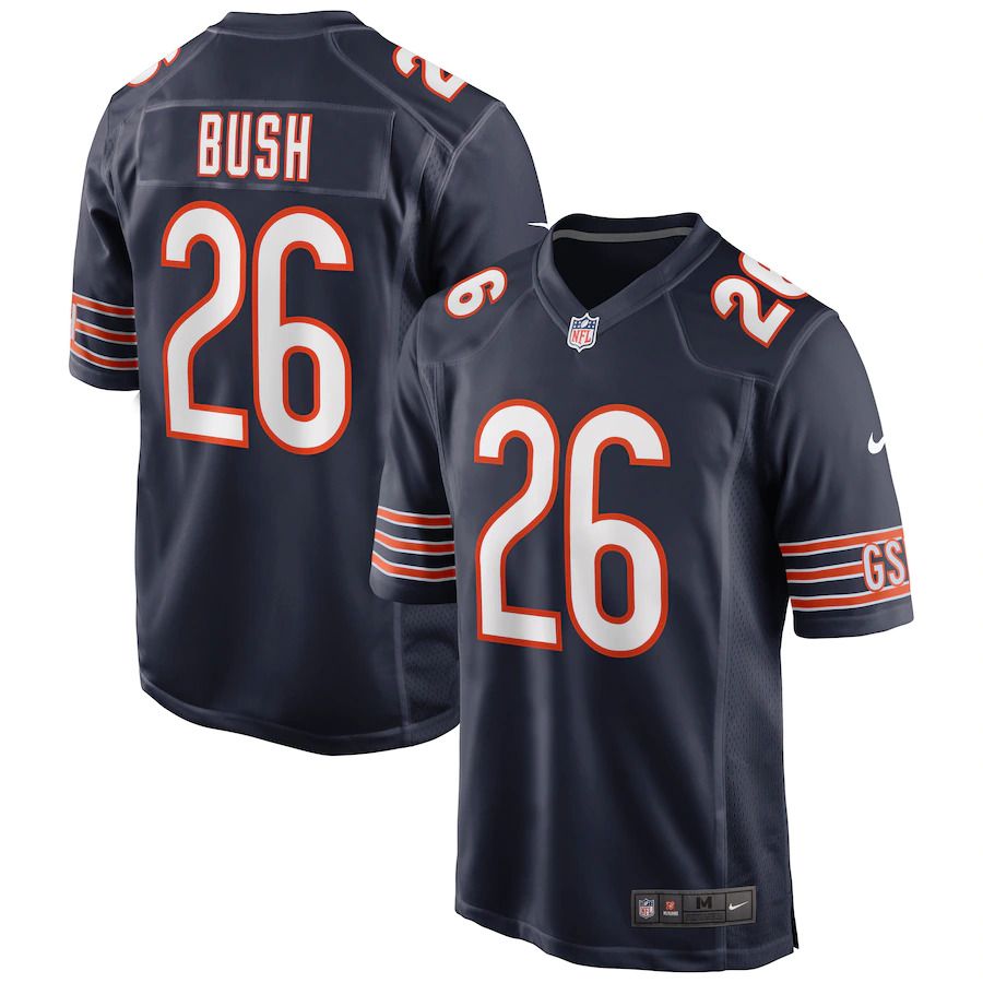 Men Chicago Bears #26 Deon Bush Nike Navy Game NFL Jersey